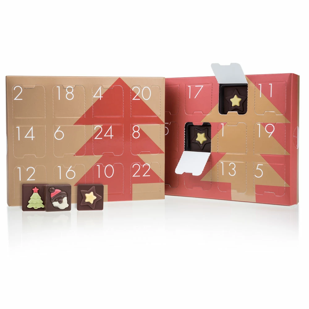 Tisch Adventskalender Tricolor - Zartbitterschokol 3 Tisch Adventskalender Tricolor - Zartbitterschokol