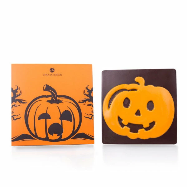 Zartbitterschokolade Mit Kürbis-Motiv 3 Zartbitterschokolade Mit Kürbis-Motiv